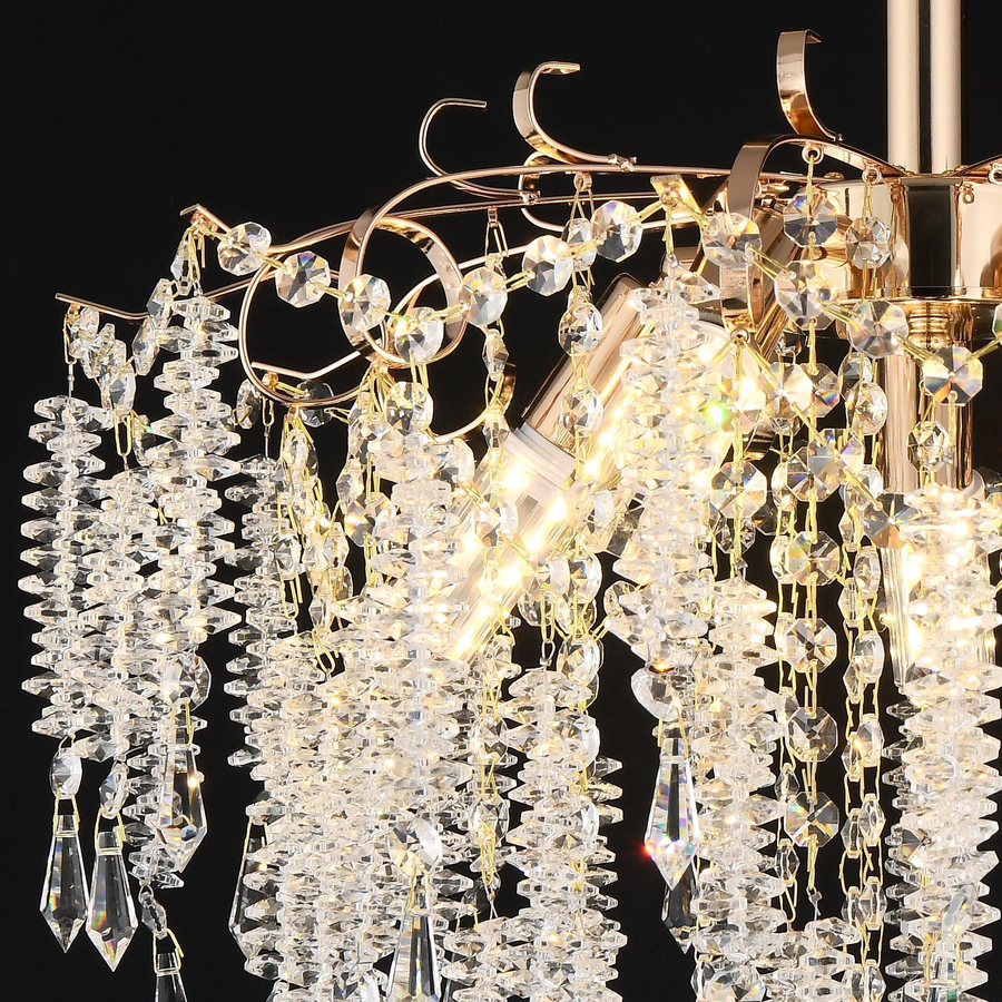 Candelabru Cristal STROZZI Eleganza 5xE14, Diametru 50cm, Auriu Candelabre Cristal Default Title Alessandro Design
