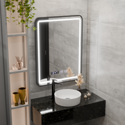 Mirror LED Touch LUCIDA páramentesítő rendszer, óra és hőmérséklet 50x70 cm keret Fekete csiszolt tükrök Korman S alapértelmezett cím Alessandro Design