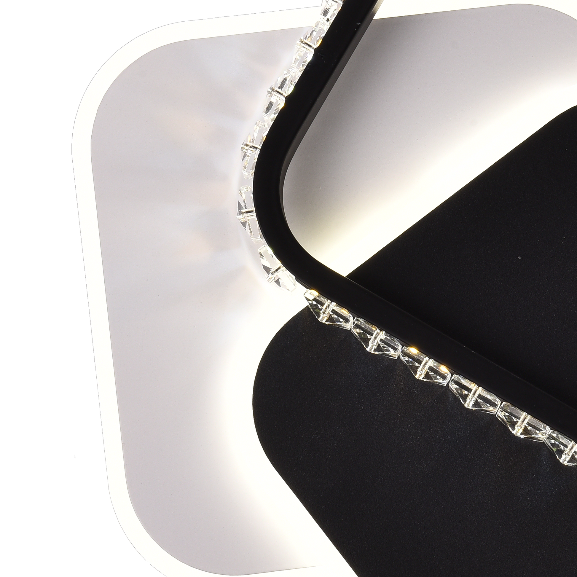 Kristály LED-csillár PRISMIQ 39W, 3 négyzet, hideg/meleg/semleges fény, fekete LED-csillárok Alapértelmezett cím Alessandro Design