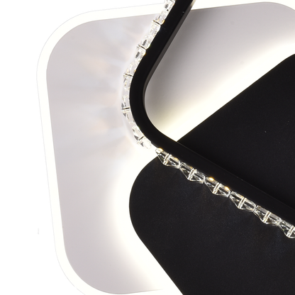 Kristály LED-csillár PRISMIQ 39W, 3 négyzet, hideg/meleg/semleges fény, fekete LED-csillárok Alapértelmezett cím Alessandro Design