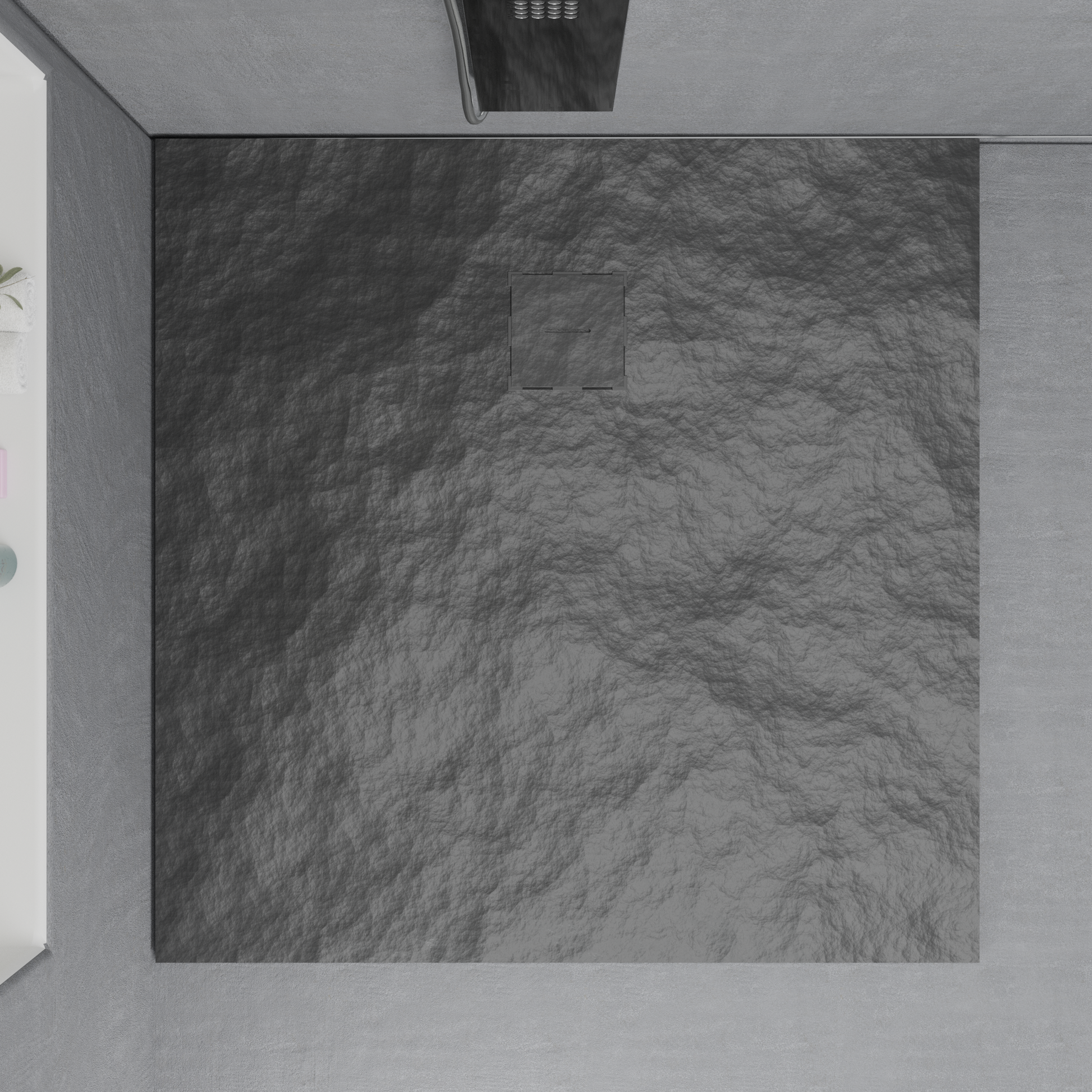 Négyzet alakú zuhanytálca 90x90 cm, vékony 3 cm, sötétszürke Otthon és kert Alapértelmezett cím Alessandro Design