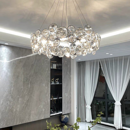 Angelica kristálycsillár 6XE14 ezüst, átmérő 49 cm, állítható magasságú modern csillárok alapértelmezett cím Alessandro Design