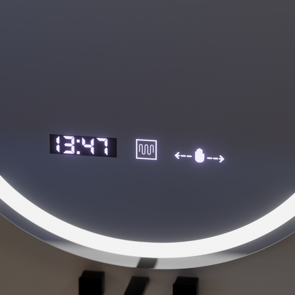 Ovális LED-es tükör, 50x80cm, Eminence MotionGlow Marcello, Páramentesítő rendszer, Óra és hőmérő, Mérhető tükrök Marcello Alapértelmezett cím Alessandro Design