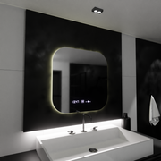 Négyszögletű LED-es tükör 60x60 Aura Riflesso Puro MotionGlow Marcello, Páramentesítő rendszer, hőmérő és óra, szabályozható tükrök Marcello Alapértelmezett cím Alessandro Design