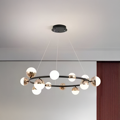 Estella akril függesztett LED-csillár távirányítóval, 30W, szabályozható, 3000K/4000K/6000K, arany, fém és akril LED-csillárok távirányítóval Alapértelmezett cím Alessandro Design