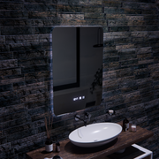 Oglinda LED Dreptunghiulara ARTAR Touch, 60X80cm, Sistem Dezaburire, Dimabila, Ceas si Temperatura, Lumina Calda Neutra Rece 3000K/4000K/6000K Oglinda Baie cu LED si Dezaburire Default Title Alessandro Design