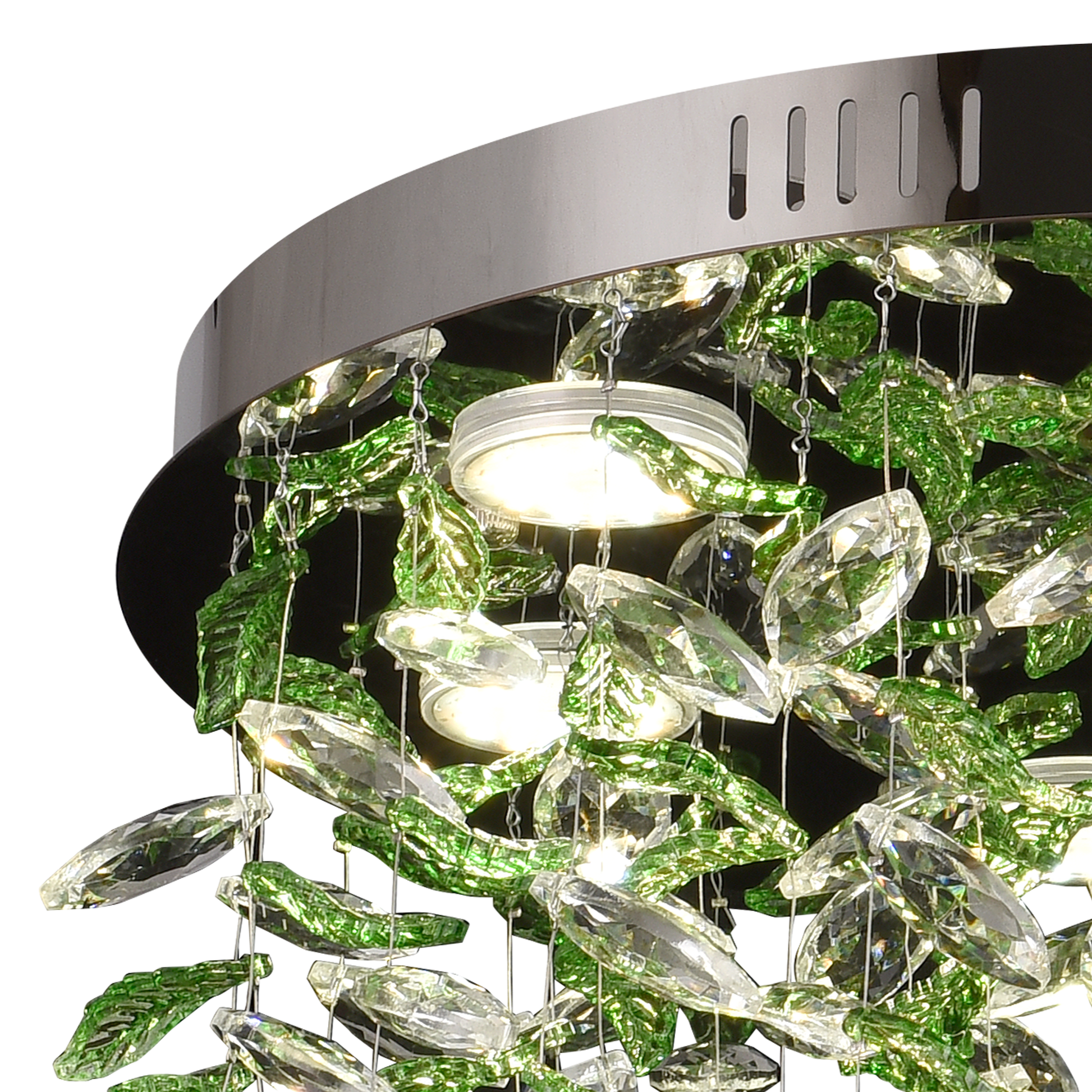 Candelabru LED Cristal LLC211/400GN Rotund, 22W, Lumina Rece/Calda/Neutra, Cristale Verzi, Crom Lucios Candelabre Cristal Default Title Alessandro Design