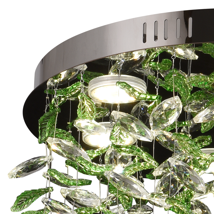 Candelabru LED Cristal LLC211/400GN Rotund, 22W, Lumina Rece/Calda/Neutra, Cristale Verzi, Crom Lucios Candelabre Cristal Default Title Alessandro Design