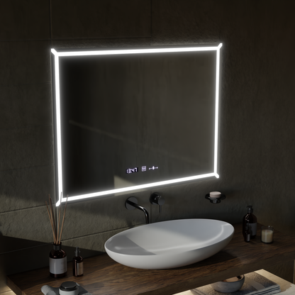 Téglalap alakú LED tükör, 80x60 cm, VillayTouch Marcello, Páramentesítő rendszer, Dimabila Tükrök Marcello Alapértelmezett cím Alessandro Design