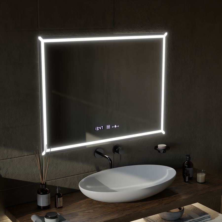 Téglalap alakú LED tükör, 80x60 cm, VillayTouch Marcello, Páramentesítő rendszer, Dimabila Tükrök Marcello Alapértelmezett cím Alessandro Design