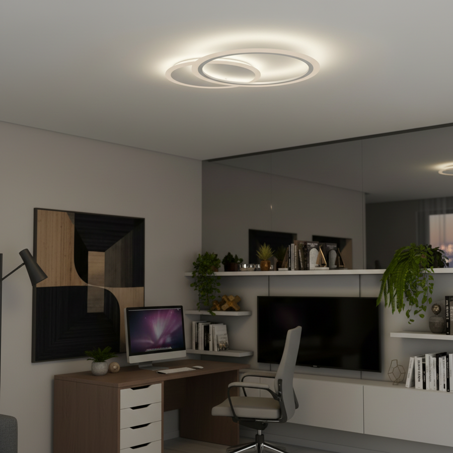 LED-es csillár távirányítóval LUCY 27W, 2 kör, hideg/meleg/semleges fény, szabályozható, fehér LED-es csillár távirányítóval Alapértelmezett cím Alessandro Design