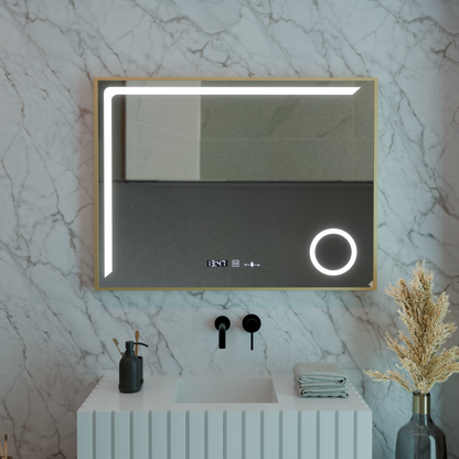 Oglinda LED Senzor MotionGlow Rosalia 80x60 cm Lumina Calda/Rece/Neutra Dimabila Sistem Dezaburire Termometru Ceas Colectia Marcello Funghi Oglinzi Marcello Default Title Alessandro Design