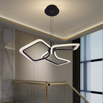 Lustra LED suspendata cu Telecomanda RIMINI 58W, 3 Patrate, lumina Rece/Calda/Neutra, Dimabila, Negru Lustre LED cu Telecomanda Default Title Alessandro Design