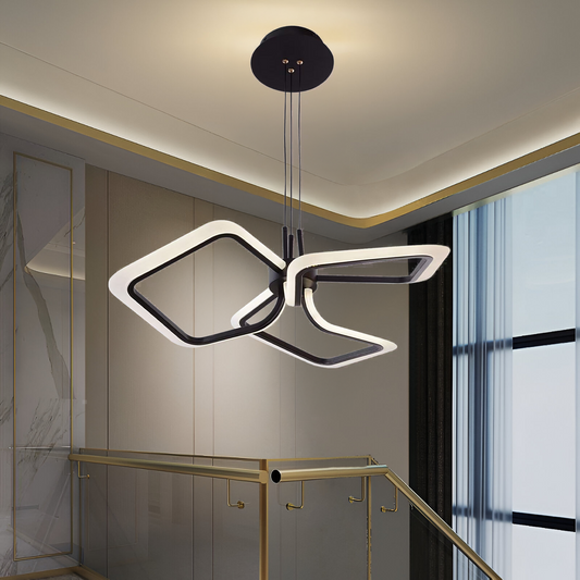 Lustra LED suspendata cu Telecomanda RIMINI 58W, 3 Patrate, lumina Rece/Calda/Neutra, Dimabila, Negru Lustre LED cu Telecomanda Default Title Alessandro Design