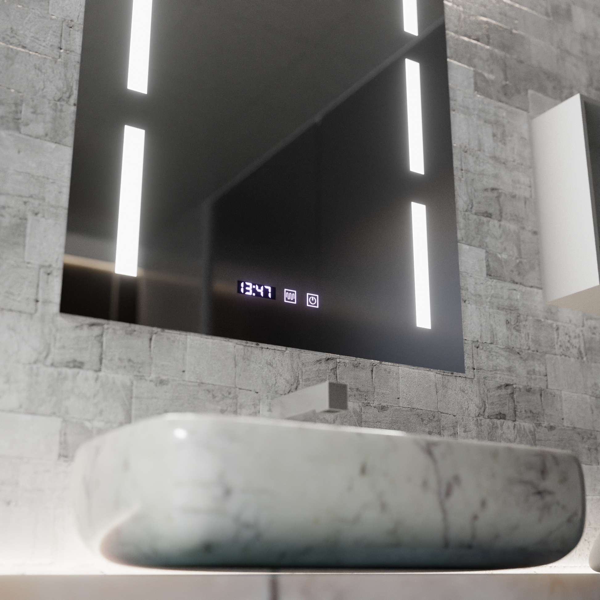 Mirror LED Touch Erich S86/60X80 páramentesítő rendszer, óra és hőmérséklet 60x80 cm Tükrök Korman S Alapértelmezett cím Alessandro Design