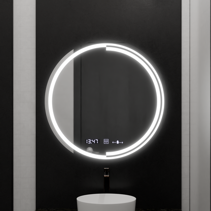 LED kerek tükör, 60 cm, MotionGlow Sensor Consuel Marcello, páramentesítő rendszer, óra és hőmérő, szabályozható tükrök Marcello alapértelmezett cím Alessandro Design