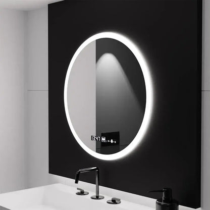 LED kerek tükör 50 cm Giulia érzékelő MotionGlow Marcello páramentesítő rendszer óra és hőmérő Dimabila tükrök Marcello alapértelmezett cím Alessandro Design