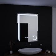 Négyszögletű LED-es tükör, 60x80 cm, Precision MotionGlow Marcello, páramentesítő rendszer, óra és hőmérő, kozmetikai nagyító, szabályozható tükrök Marcello alapértelmezett cím Alessandro Design