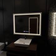 Négyszögletű LED-es tükör, 120x80 cm, Verite Imperial Silver Motion Glow Marcello, páramentesítő rendszer, óra és hőmérő, szabályozható tükrök Marcello alapértelmezett cím Alessandro Design