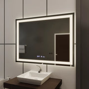 Négyszögletű LED-es tükör 120x80cm Vérité MotionGlow Marcello, páramentesítő rendszer, óra és hőmérő, szabályozható tükrök Marcello alapértelmezett cím Alessandro Design