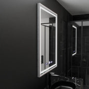 Négyszögletű LED-es tükör, 60x80 cm, Verite Imperial Silver Motion Glow Marcello, páramentesítő rendszer, óra és hőmérő, szabályozható tükrök Marcello alapértelmezett cím Alessandro Design