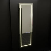 Négyszögletű LED-es tükör, 45x140 cm, Giulia Marcello radarérzékelő, páramentesítő rendszer, óra és hőmérő, Dimabila, öltözködési Couture öltözőtükrök alapértelmezett cím Alessandro Design