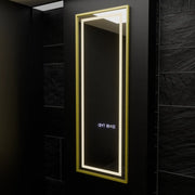 Téglalap alakú LED-es tükör, 45x140 cm, Elena Marcello radarérzékelő, páramentesítő rendszer, óra és hőmérő, Dimabila, öltözködési Couture öltözőtükrök alapértelmezett cím Alessandro Design