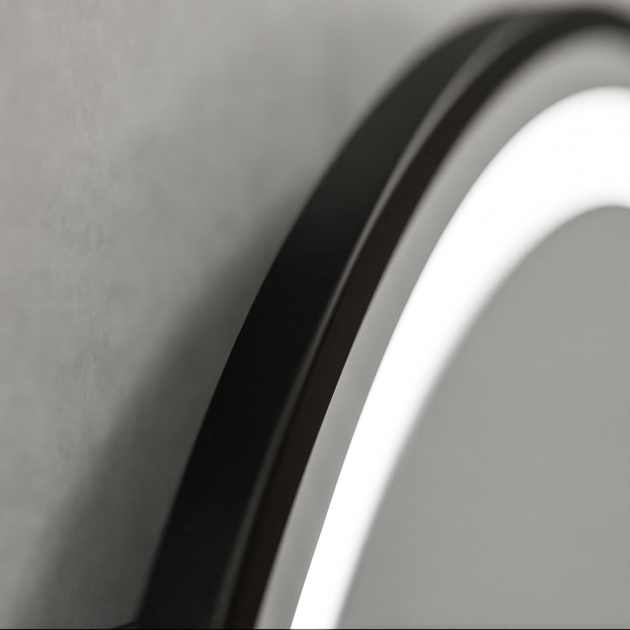 LED kerek tükör, 100 cm, Celeste Majesté Noir MotionGlow Marcello, páramentesítő rendszer, óra és hőmérő, szabályozható tükrök Marcello alapértelmezett cím Alessandro Design