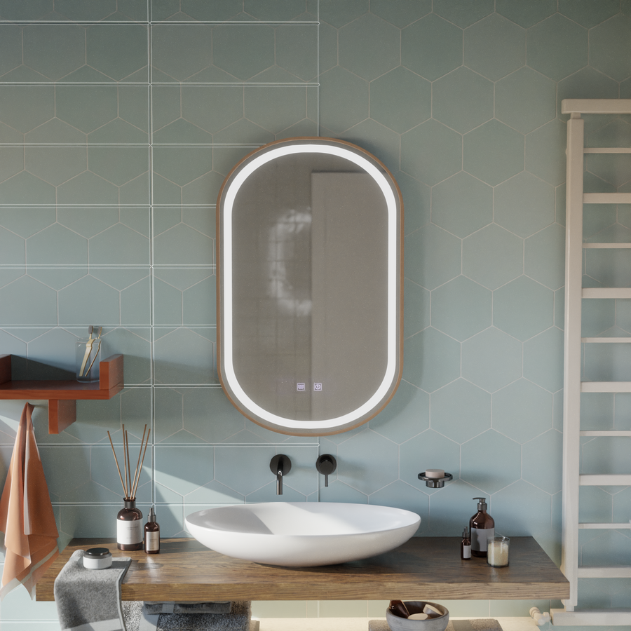 LED Touch Impora Mirror Demist System 50x80 cm Rose Gold Frame Tükrök Korman E Alapértelmezett cím Alessandro Design