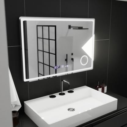 Oglinda LED Rectangulara, 90x60cm, Velour MotionGlow Marcello, Sistem Dezaburire, Ceas & Termometru, Lupa Cosmetica, Dimabila Oglinzi Marcello Default Title Alessandro Design