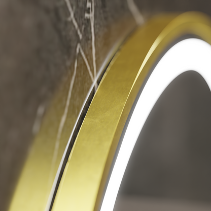 LED-es kerek tükör, 80 cm, Celeste Royale Gold MotionGlow Marcello, páramentesítő rendszer, óra és hőmérő, szabályozható tükrök Marcello alapértelmezett cím Alessandro Design