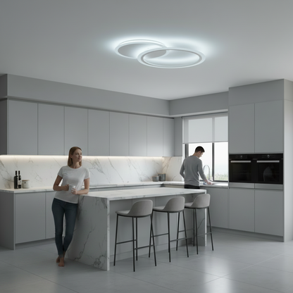 LED-es csillár távirányítóval LUCY 27W, 2 kör, hideg/meleg/semleges fény, szabályozható, fehér LED-es csillár távirányítóval Alapértelmezett cím Alessandro Design