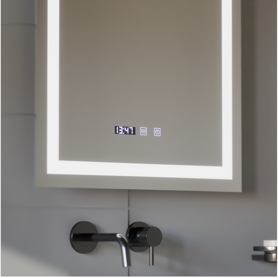 MODENA LED Touch Mirror páramentesítő rendszer, óra és hőmérséklet 60x80 cm Korman S tükrök Alapértelmezett cím Alessandro Design