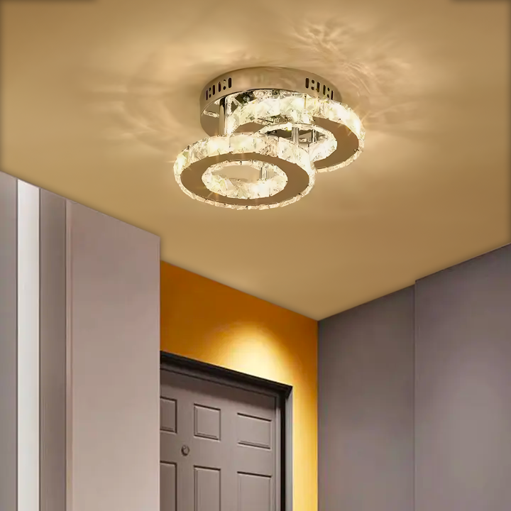 LED kristálycsillár ROYALO ROTONDA 26W, 2 kör, hideg/meleg/semleges fény, Fényes króm LED csillárok Alapértelmezett cím Alessandro Design