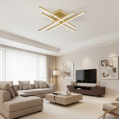 LED csillár távirányítóval LINEX, 53 W, fény 3000K/4000K/6000K, szabályozható, arany