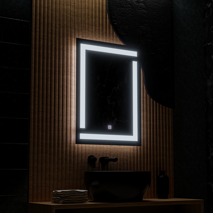 Giga LED Mirror, 60x80cm, 14W, Touch, 6000K Light Korman Mirrors E Alapértelmezett cím Alessandro Design