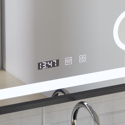 LED Touch Bernd Mirror páramentesítő rendszer, óra és hőmérséklet 80x60 cm fekete keret szálcsiszolt kozmetikai nagyító tükrök Korman S alapértelmezett cím Alessandro Design