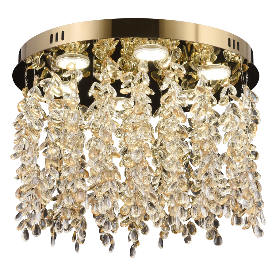 Candelabru LED Cristal LLC213/550GD Rotund, 29W, Lumina Rece/Calda/Neutra, Cristale, Auriu Lucios Candelabre Cristal Default Title Alessandro Design