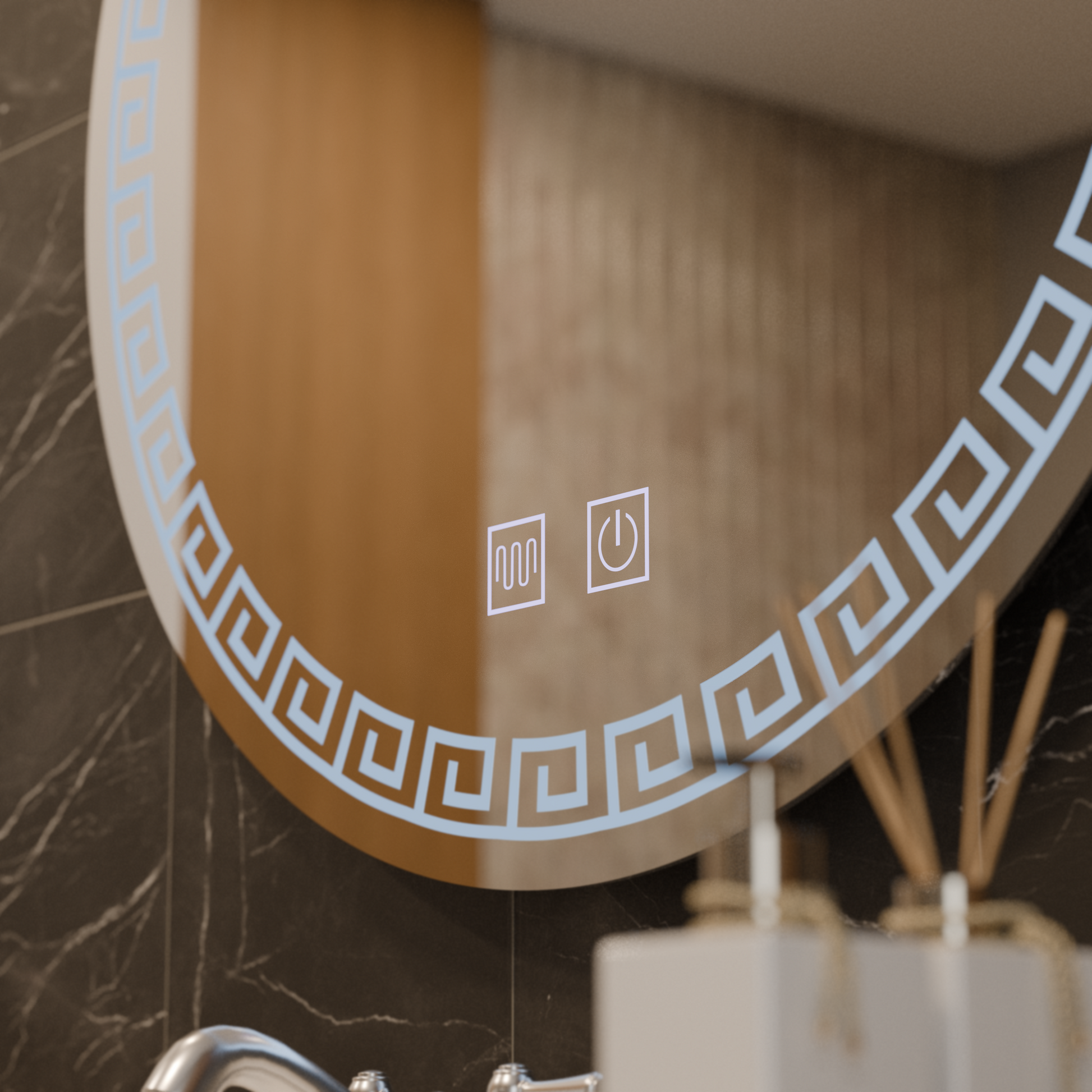 Oglinda LED Rotunda, 80cm, Orhina Touch, Sistem Dezaburire, Dimabila, E40S/80X80 Oglinzi Korman E Default Title Alessandro Design