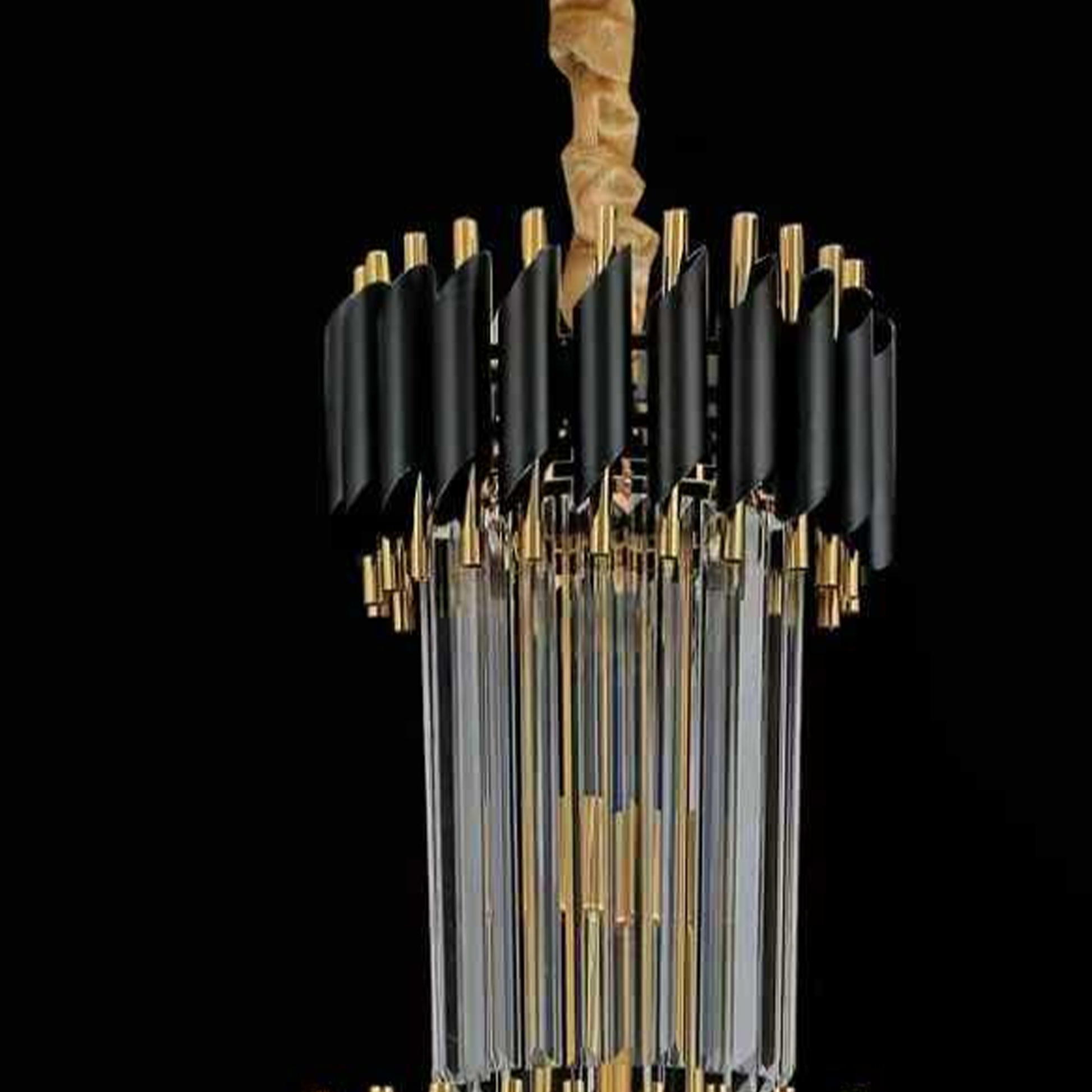 Candelabru Cristal CC900/600X1800, 27xE14, Diametru 60cm, Inaltime 180cm, Auriu Lucios si Negru, Inaltime Reglabila, Design Elegant Candelabre Cristal Default Title Alessandro Design