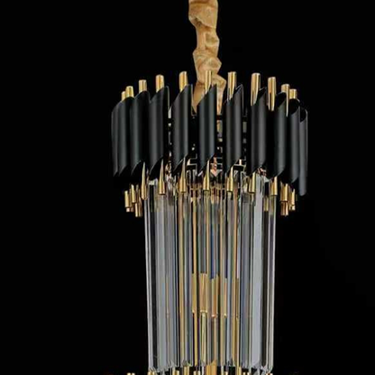 Candelabru Cristal CC900/600X1800, 27xE14, Diametru 60cm, Inaltime 180cm, Auriu Lucios si Negru, Inaltime Reglabila, Design Elegant Candelabre Cristal Default Title Alessandro Design