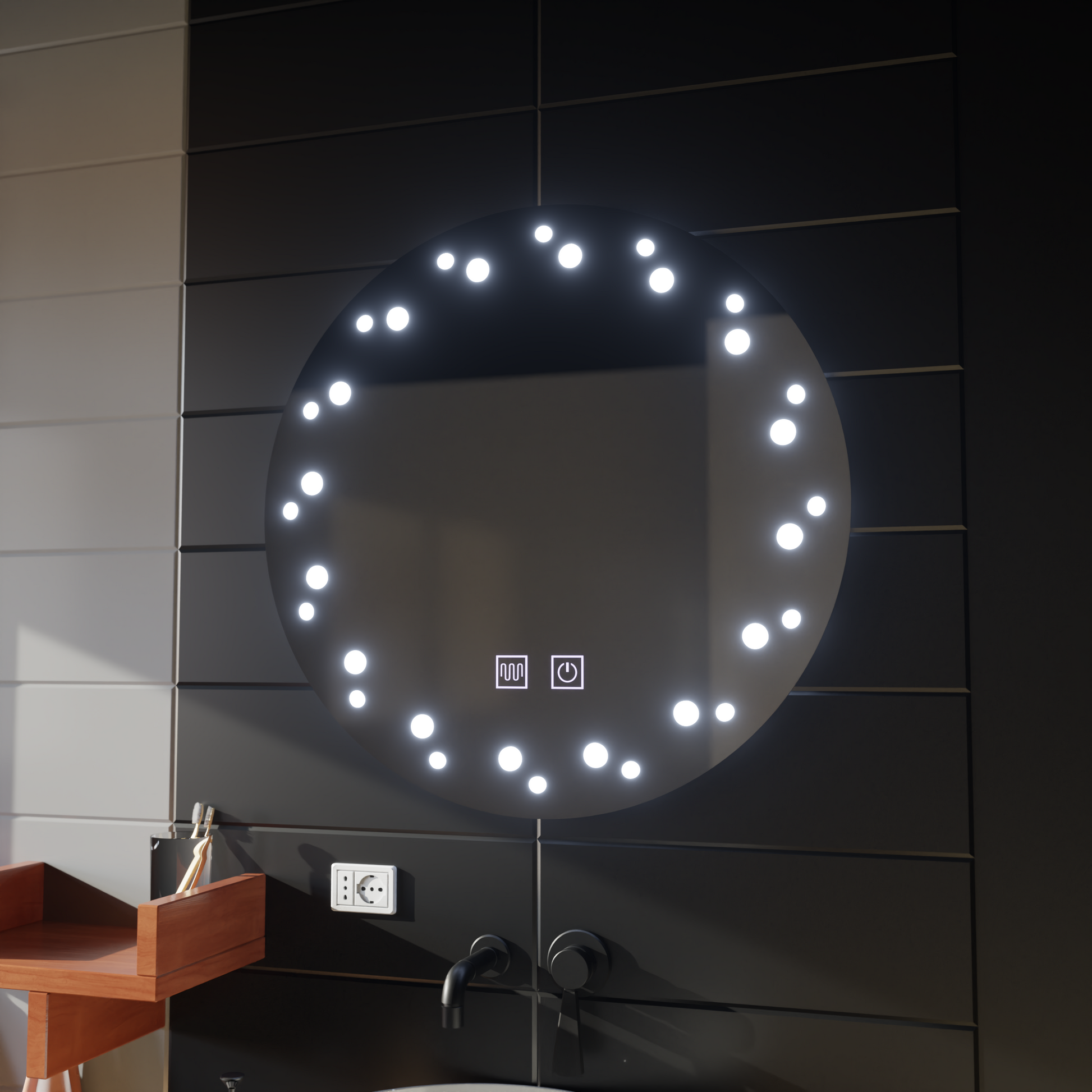 Mirror LED Touch Ivory Demist System 50X50cm Tükrök Korman E Alapértelmezett cím Alessandro Design