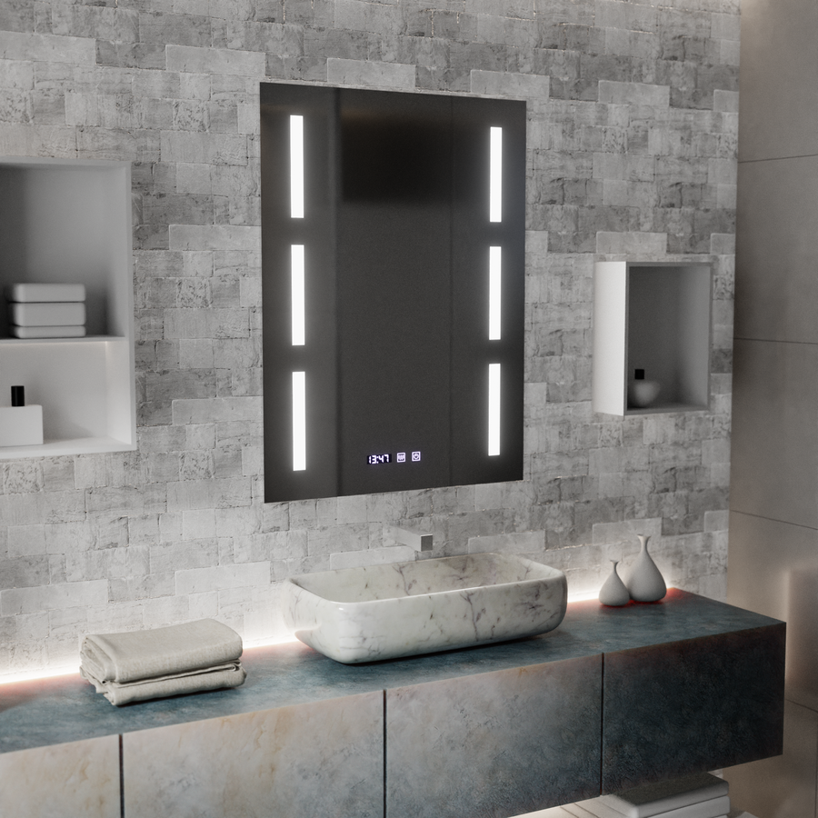 Mirror LED Touch Erich S86/60X80 páramentesítő rendszer, óra és hőmérséklet 60x80 cm Tükrök Korman S Alapértelmezett cím Alessandro Design