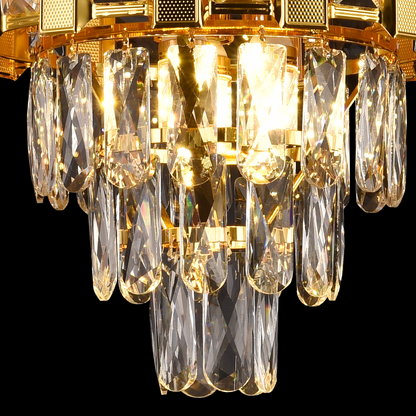 Candelabru Cristal BRAN Petito 3xE14, Diametru 30cm, Auriu Lucios, Inaltime Reglabila Candelabre Cristal Default Title Alessandro Design