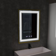 Mirror LED Touch Bruno páramentesítő rendszer, óra és hőmérséklet 60x80 cm szálcsiszolt arany keret, S84/60X80 tükrök Korman S alapértelmezett cím Alessandro Design
