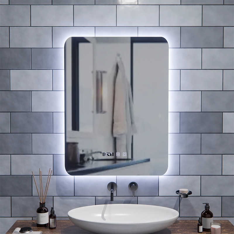 ARTAR Touch téglalap alakú LED tükör, 60x80 cm, páramentesítő rendszer, szabályozható, óra és hőmérséklet, meleg, semleges hideg fény 3000K/4000K/6000K