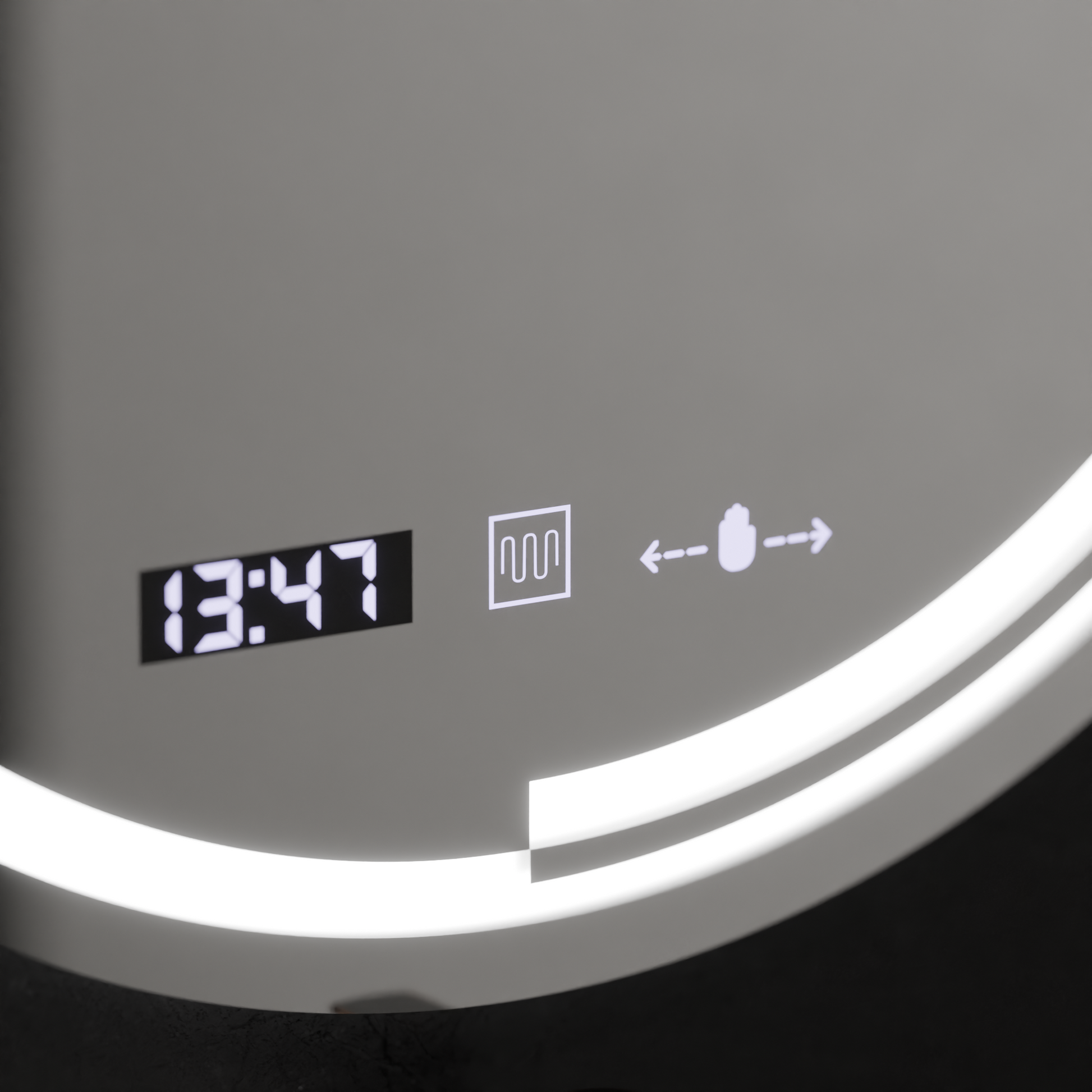 LED kerek tükör, 60 cm, MotionGlow Sensor Consuel Marcello, páramentesítő rendszer, óra és hőmérő, szabályozható tükrök Marcello alapértelmezett cím Alessandro Design