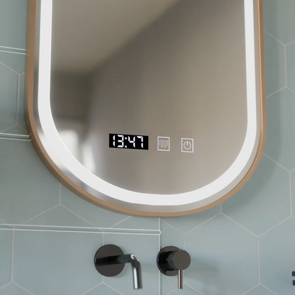 Ovális LED-es tükör, 50x80 cm, Roven Marcello MotionGlow érzékelő, páramentesítő rendszer, óra és hőmérő, szabályozható tükrök Marcello alapértelmezett cím Alessandro Design