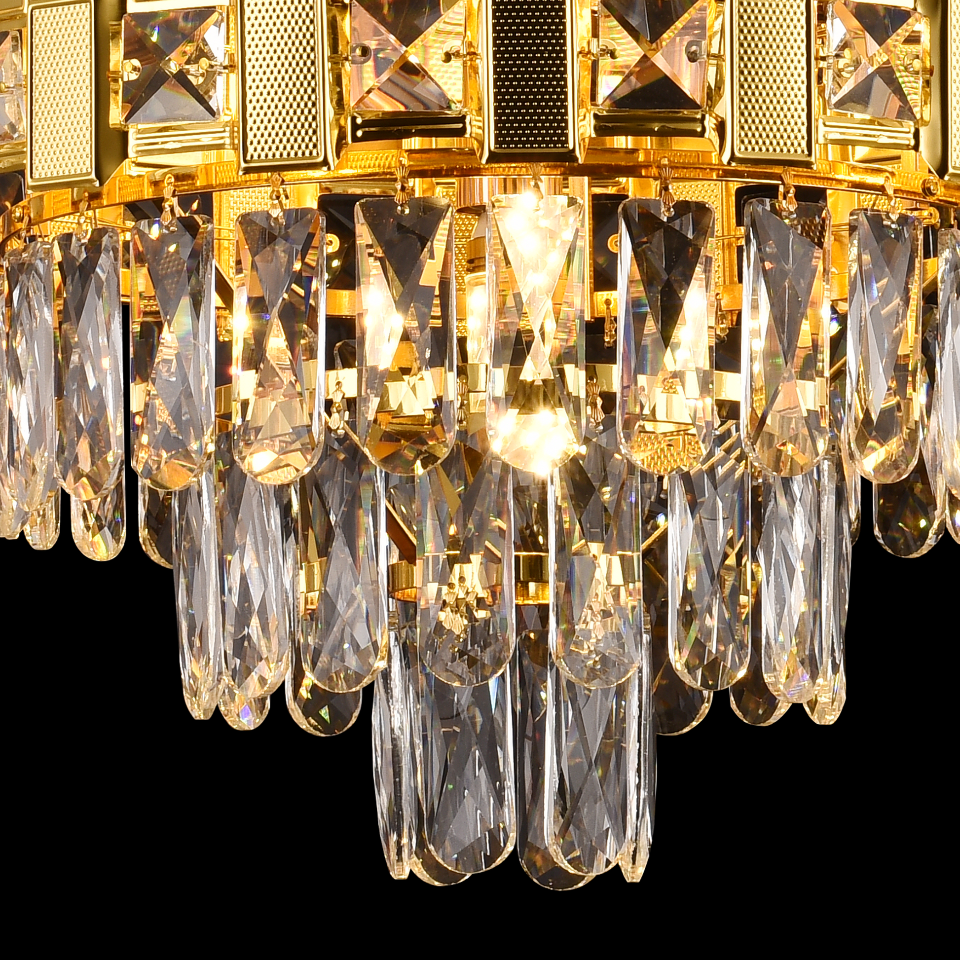 Candelabru Cristal BRAN Nobile 5xE14, Diametru 40cm, Auriu Lucios, Inaltime Reglabila Candelabre Cristal Default Title Alessandro Design