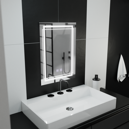 Négyszögletű LED-es tükör, 60x80cm, KOVEN Touch, páramentesítő rendszer, szabályozható tükrök Korman E alapértelmezett cím Alessandro Design